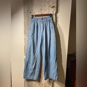 Light Blue High Waisted Wide-Leg Pants 100% cotton